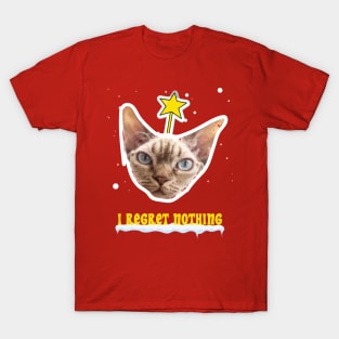 I Regret Nothing Cat Christmas Design T-Shirt